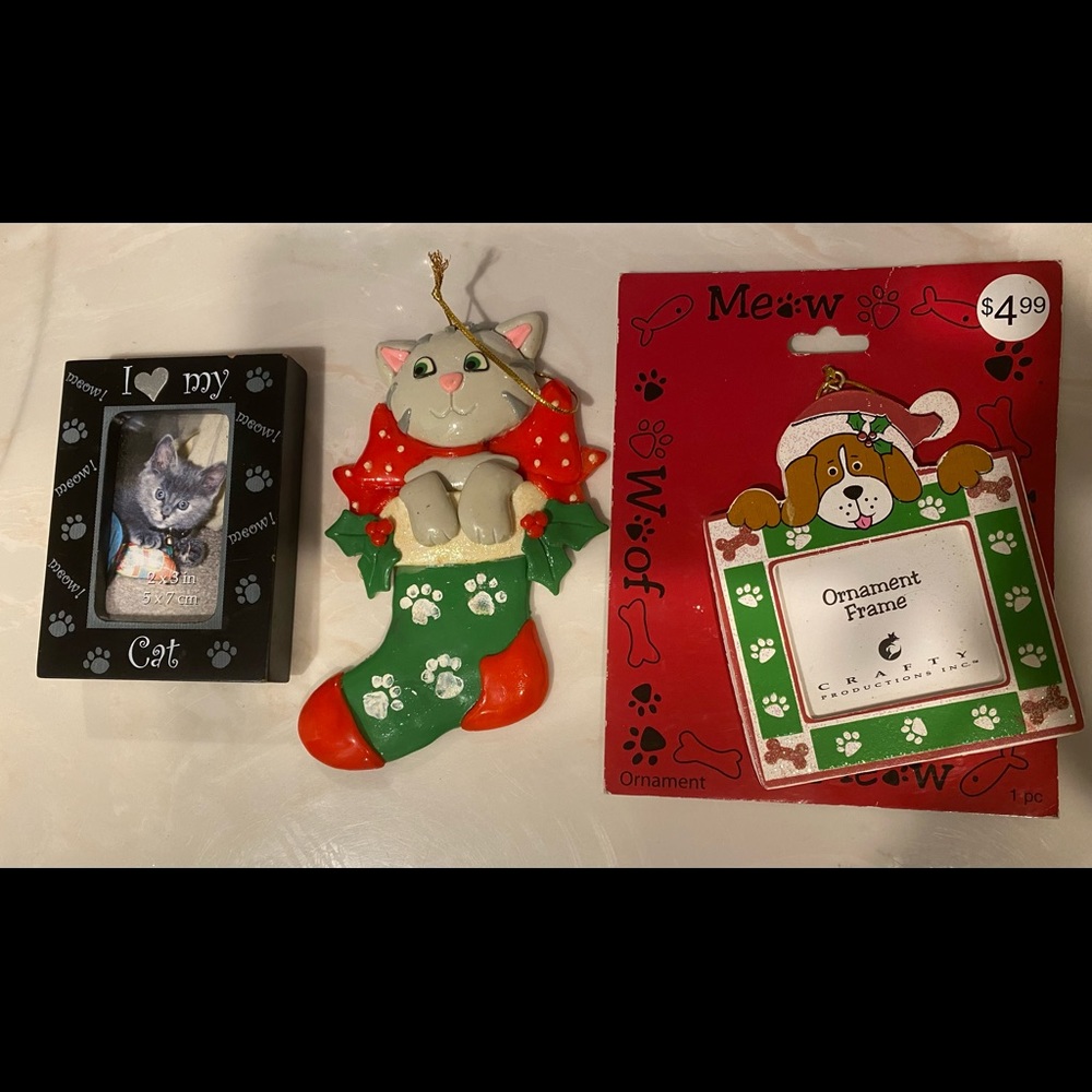 Super cute cat frame, cat Christmas ornament, dog Christmas ornament frame
